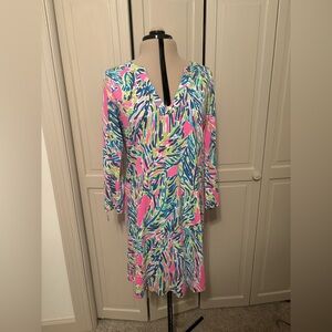 Lilly Pulitzer Asymmetrical Dress in Pink, Blue, and Green
